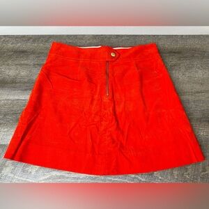 J. Crew Red Orange Corduroy Skirt Size 8